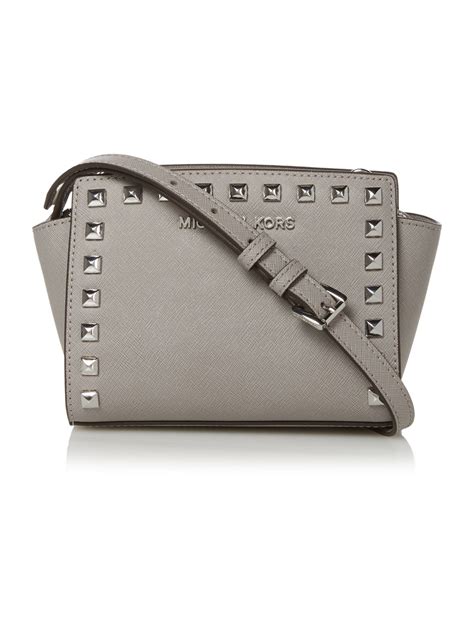 michael kors selma stud grey mini crossbody bag|michael kors selma mini crossbody.